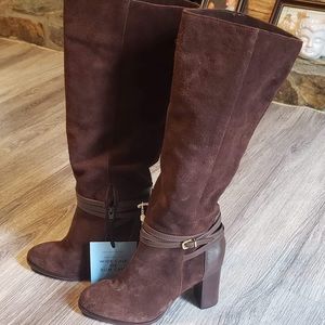 Antonio Melani Suede and Leather Block Heel Boots